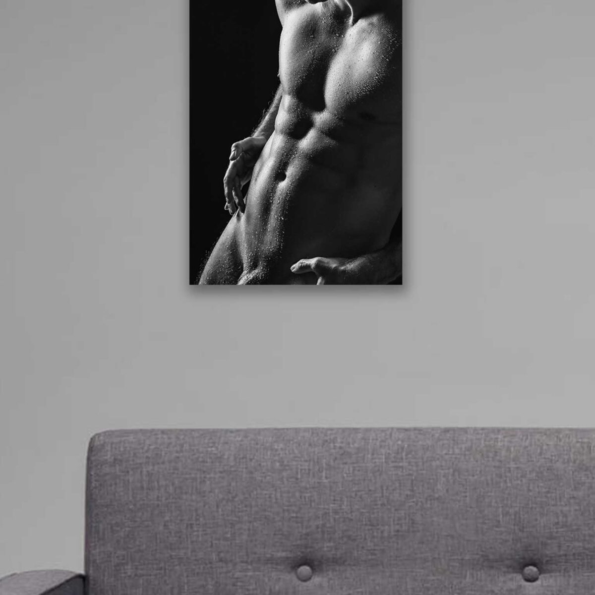 AluDibond-Akt-Mann-Sixpack-mit-Wassertropfen AluDibond-Gay-Fine-Art-Male-Nude-Sixpack-mit-Wassertropfen